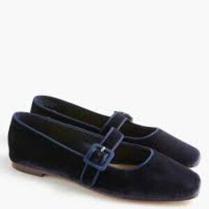 J. Crew Factory Nelly Square Toe Velvety Ballet Flats, Sz 7, NWT, BLACK